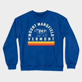 Mount Mansfield Vermont Souvenir Bear Retro Vintage Stripes Crewneck Sweatshirt